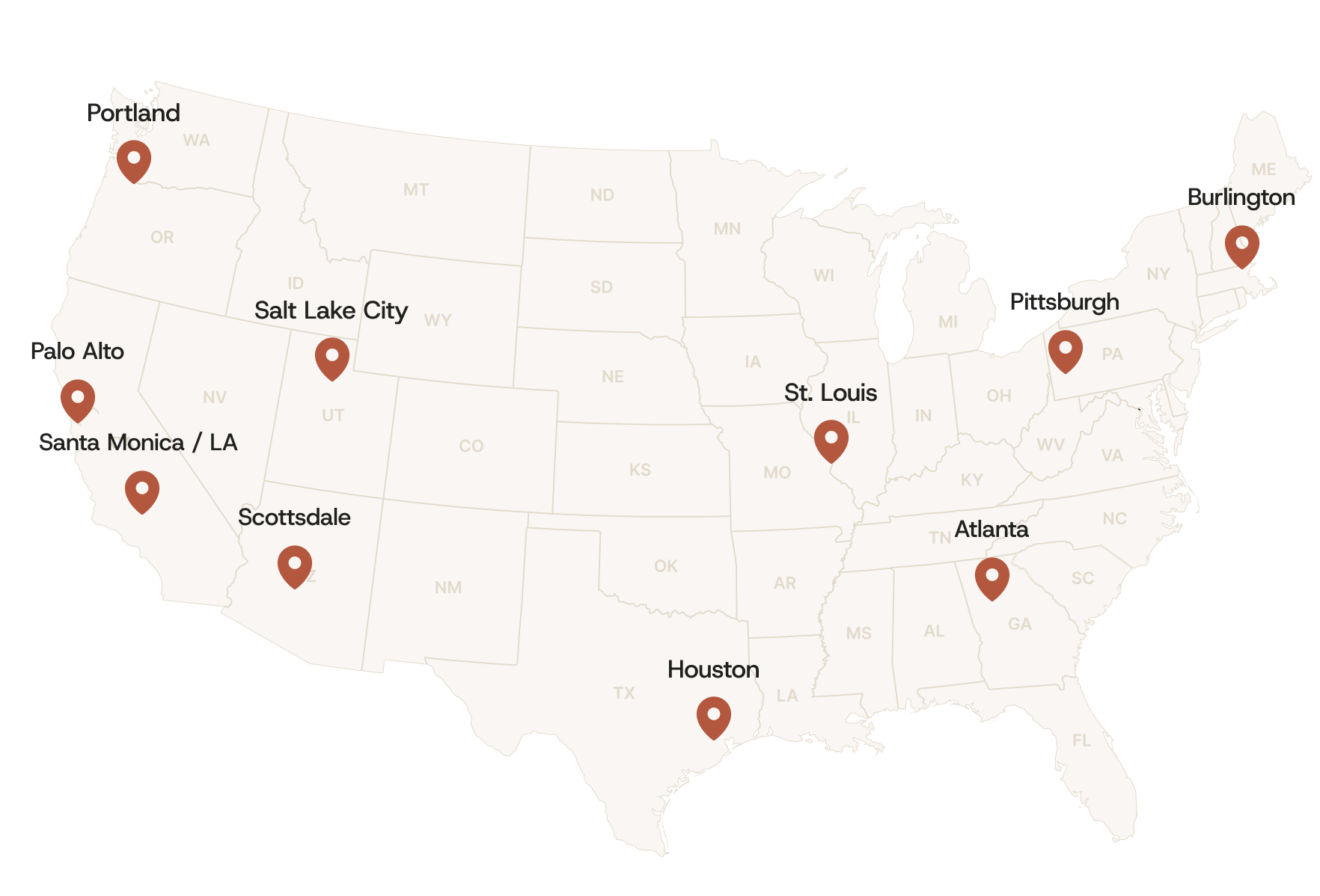 Tour locations map for 2026