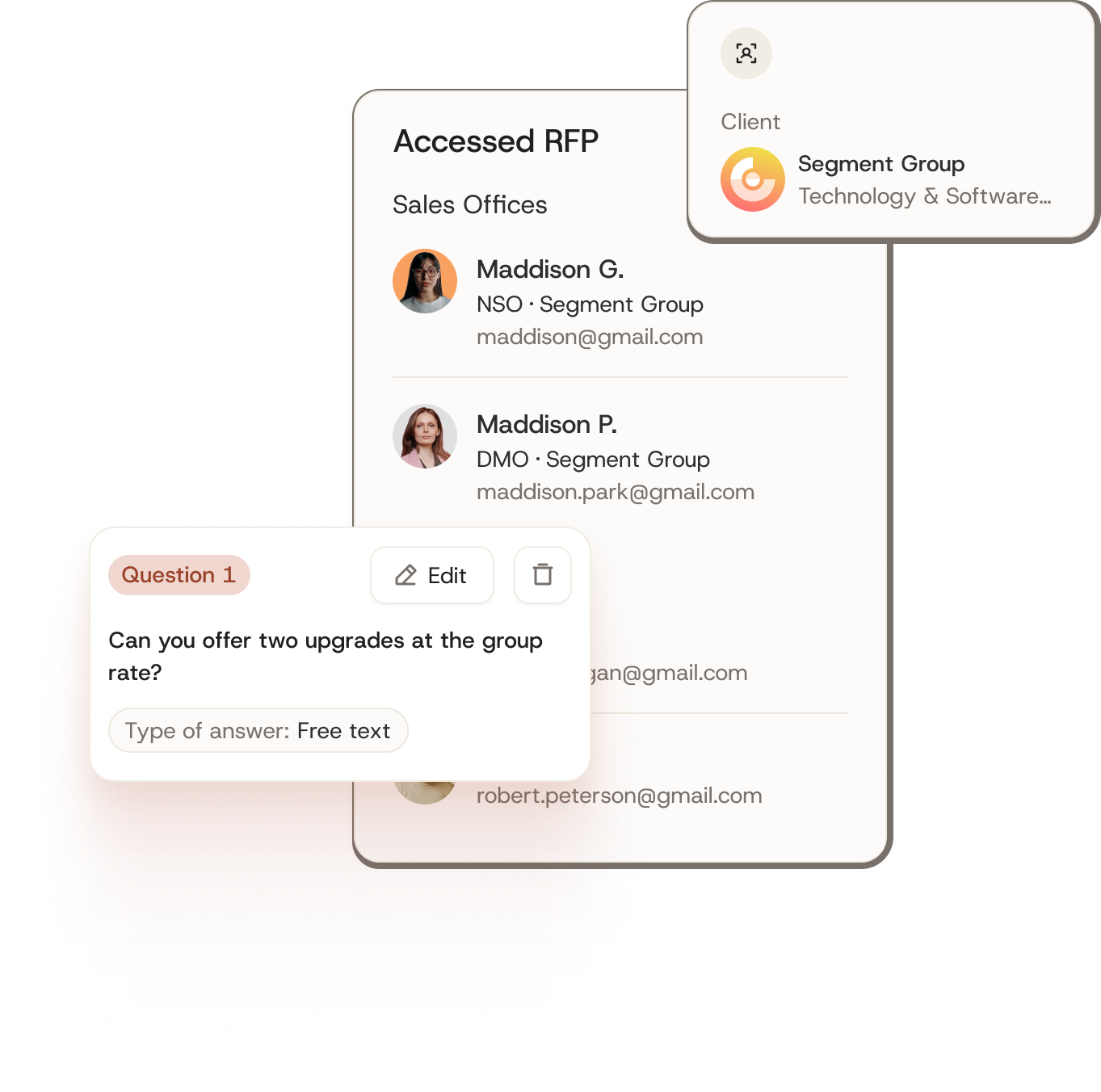 Account management mockup